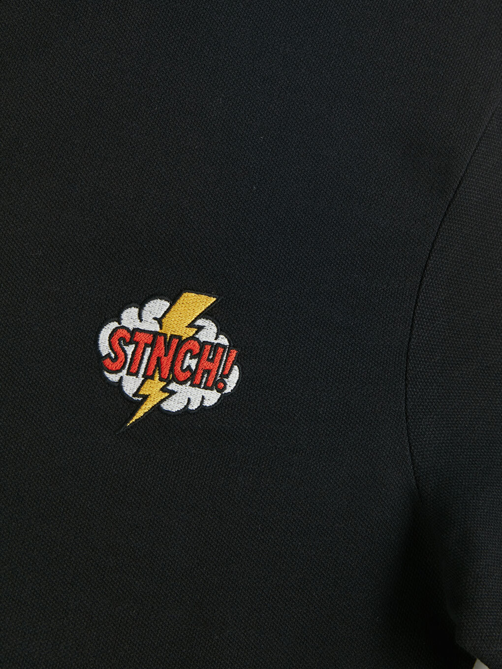 Siyah Bisiklet Yaka Baskılı Erkek Tişört-2