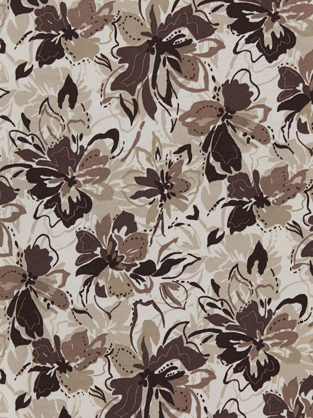 Bej Bisiklet Yaka Çiçekli Kadın Tişört-2