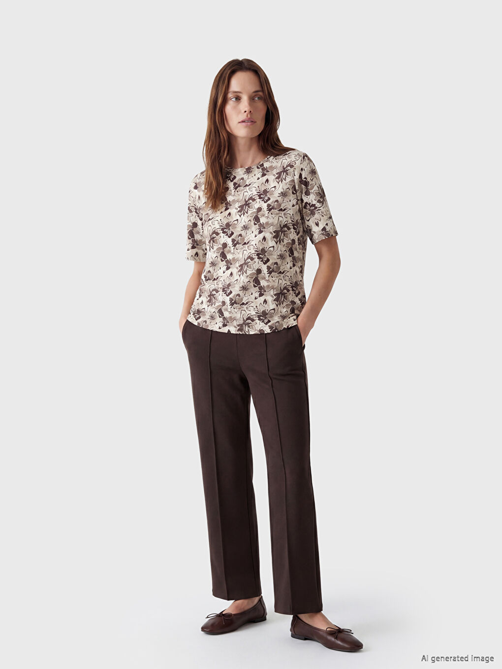 Crew Neck Floral Women's T-Shirt-1