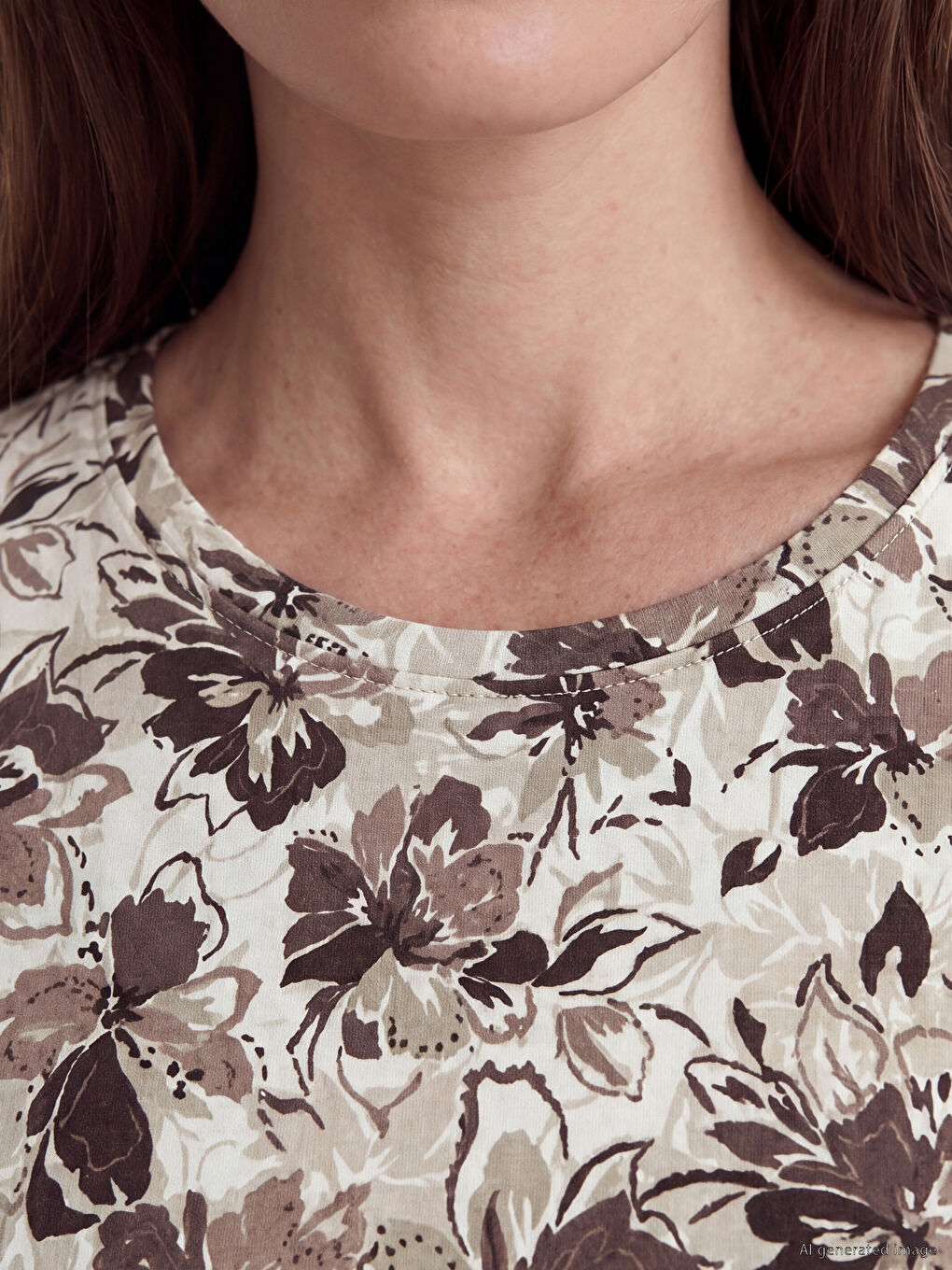 Crew Neck Floral Women's T-Shirt-2
