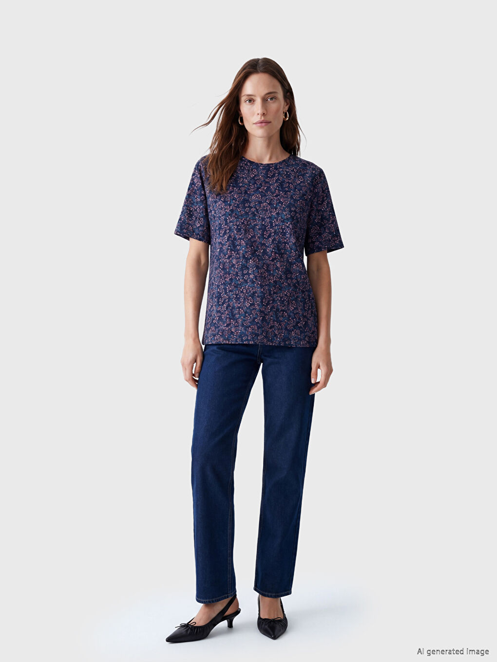 Crew Neck Floral Women's T-Shirt-2