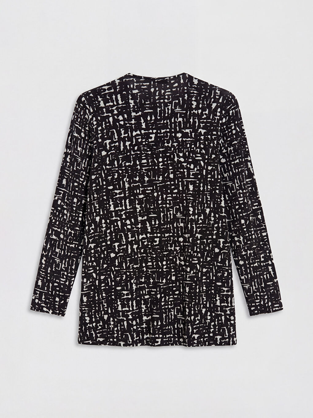 Siyah Bisiklet Yaka Desenli Bluz-1