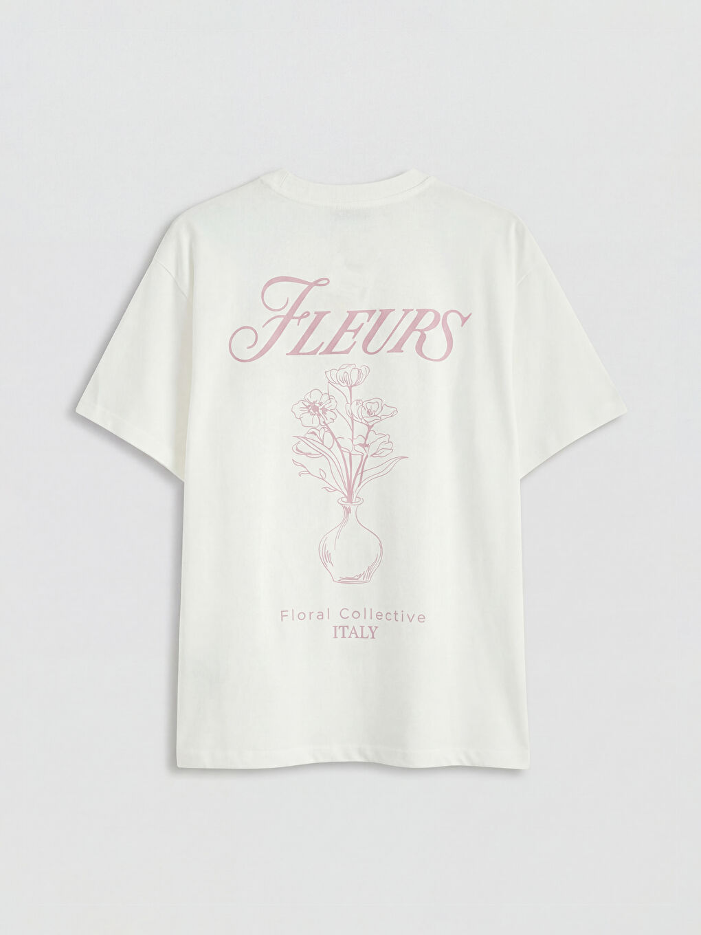 Ekru Baskılı Oversize Kadın Tişört-4