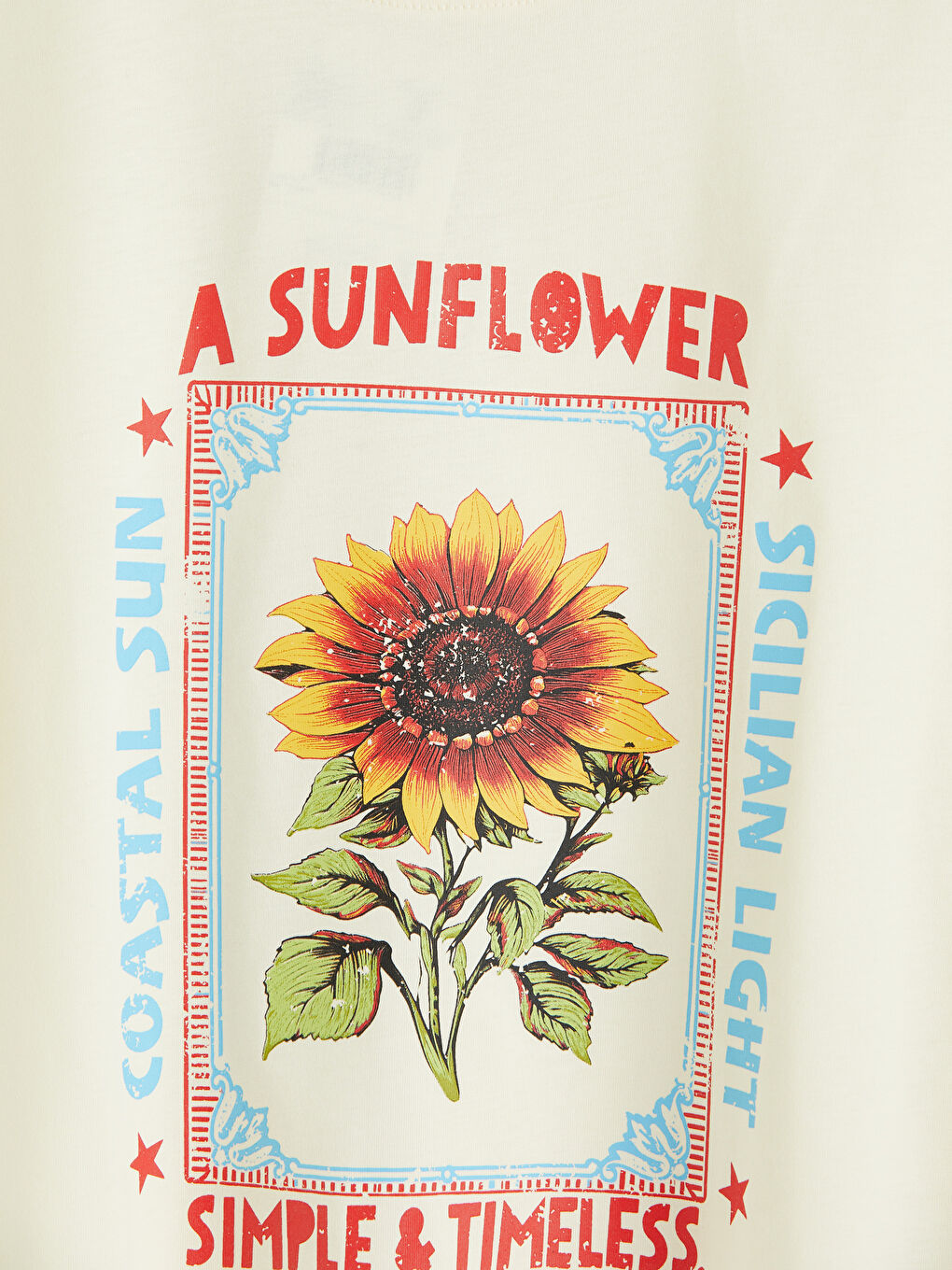 Bej Bisiklet Yaka Baskılı Kadın Tişört-1