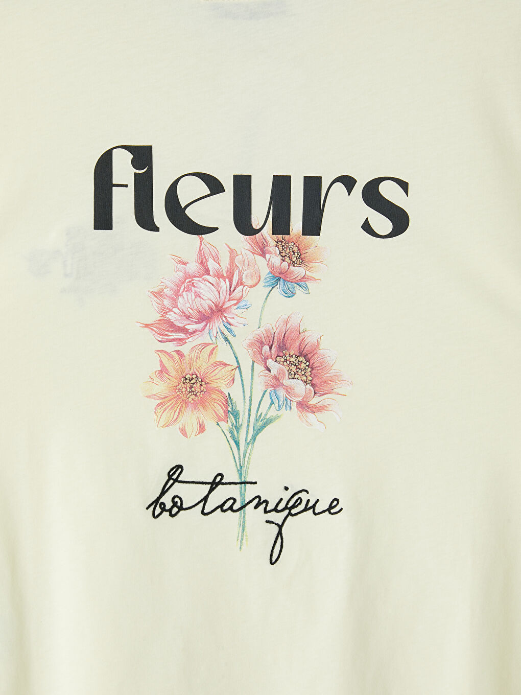 Bej Bisiklet Yaka Baskılı Kadın Tişört-2