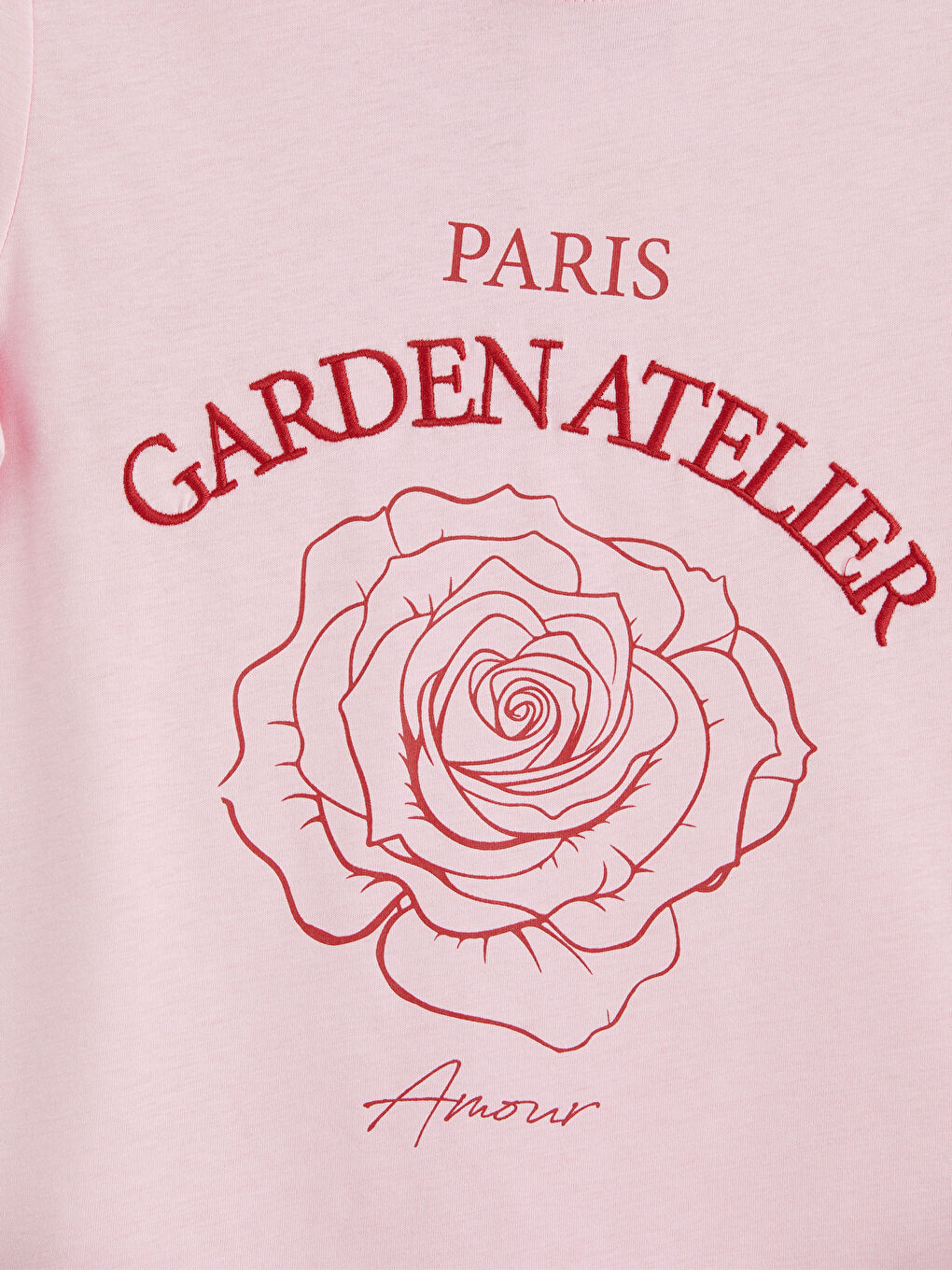 Pembe Paris Baskılı Kadın Tişört-1