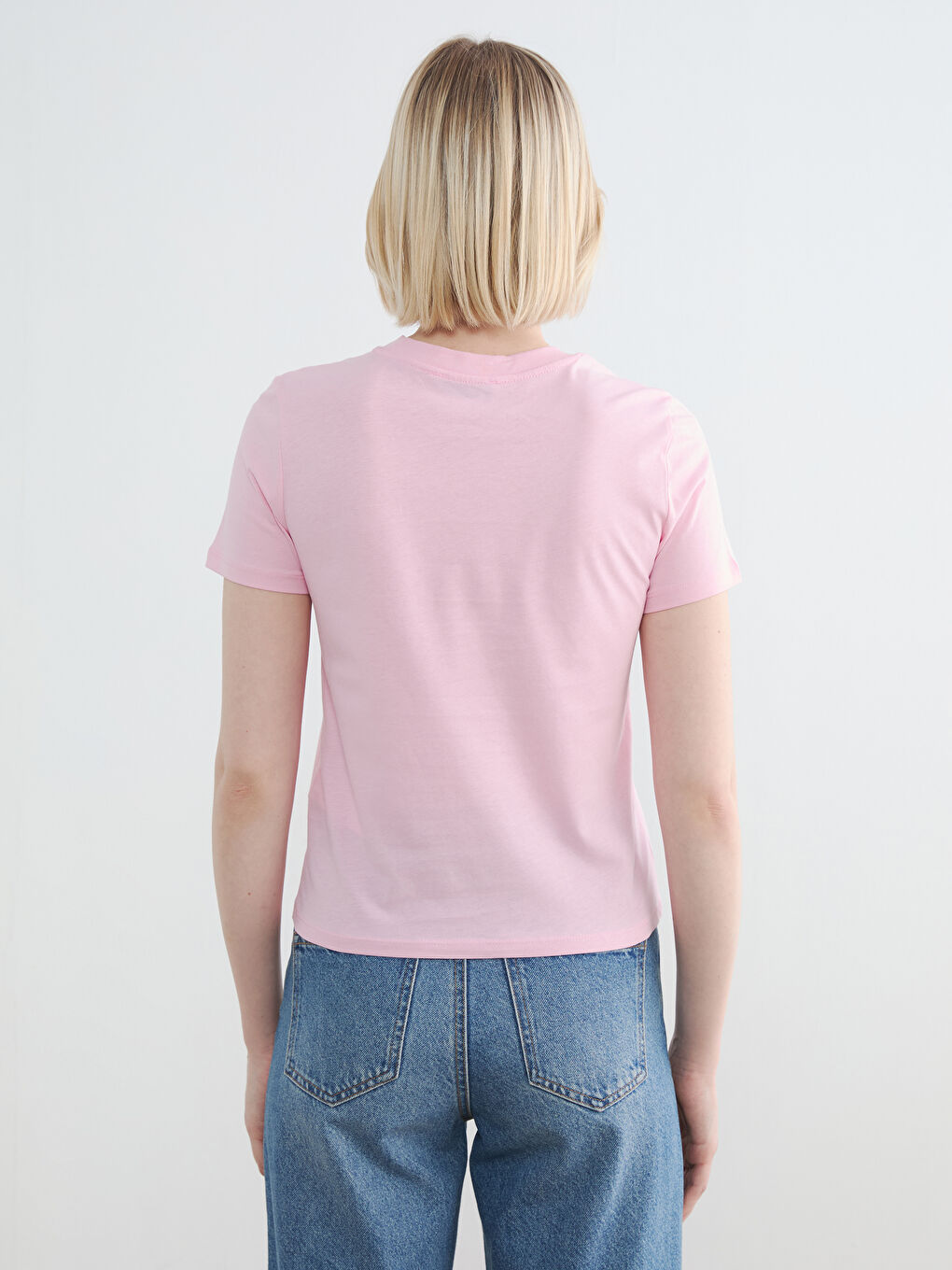 Pembe Paris Baskılı Kadın Tişört-3