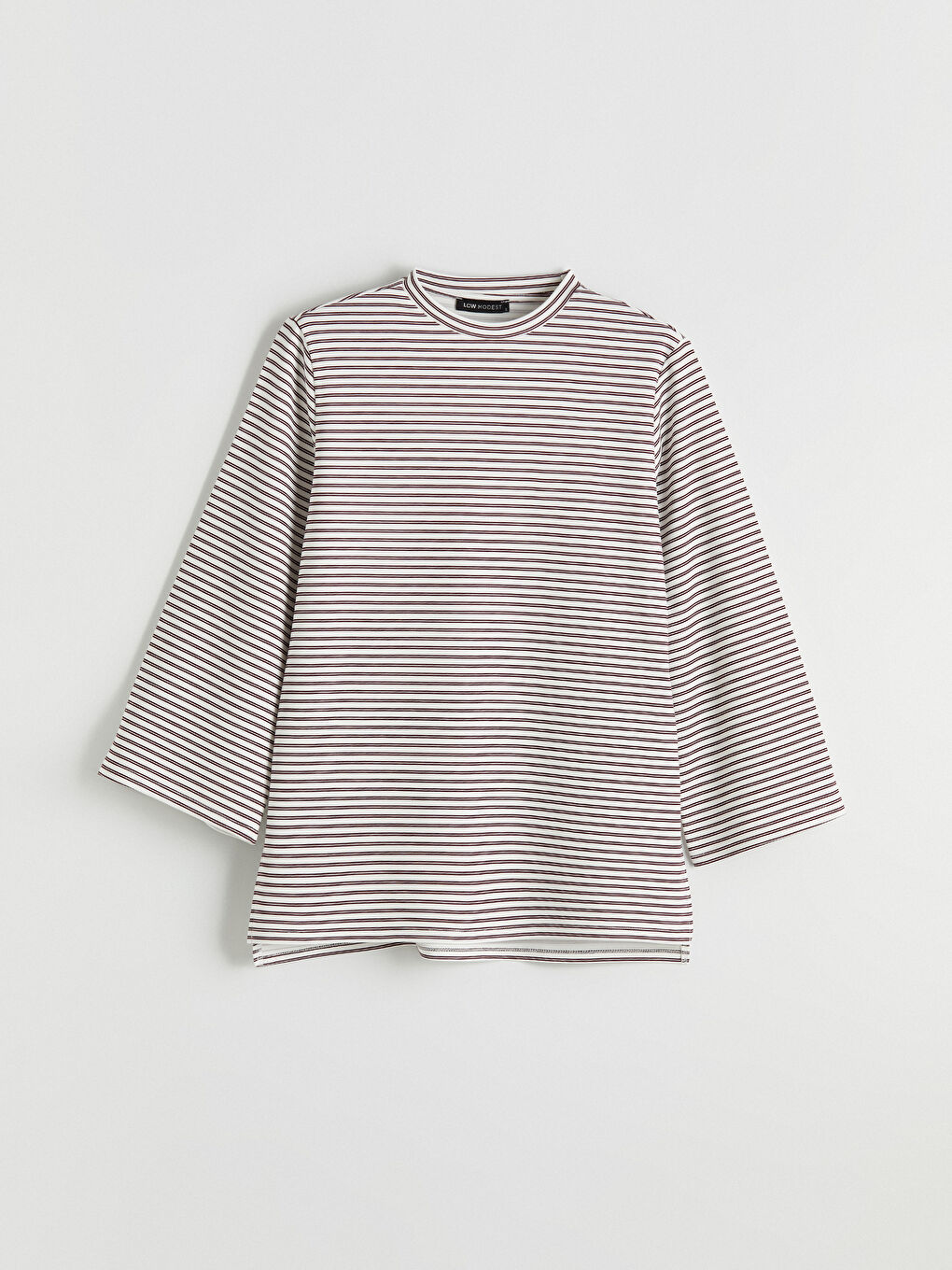 Mürdüm Çizgili Soft Touch Oversize Kadın Tunik