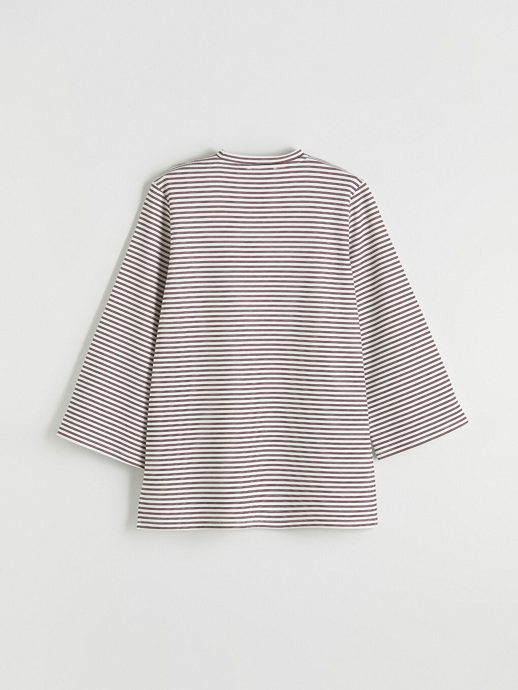 Mürdüm Çizgili Soft Touch Oversize Kadın Tunik-3