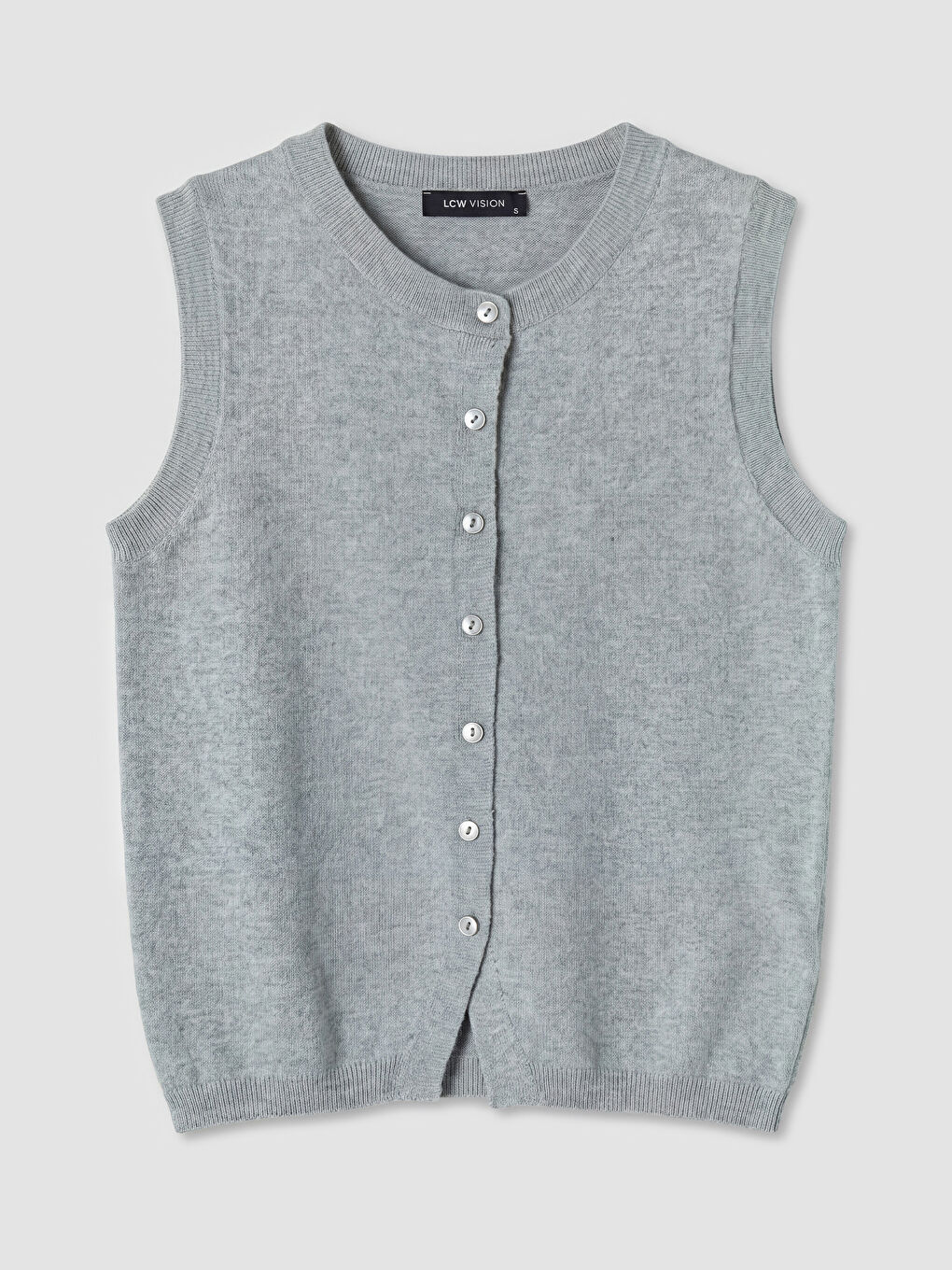 Gri Bisiklet Yaka Kadın Triko Yelek