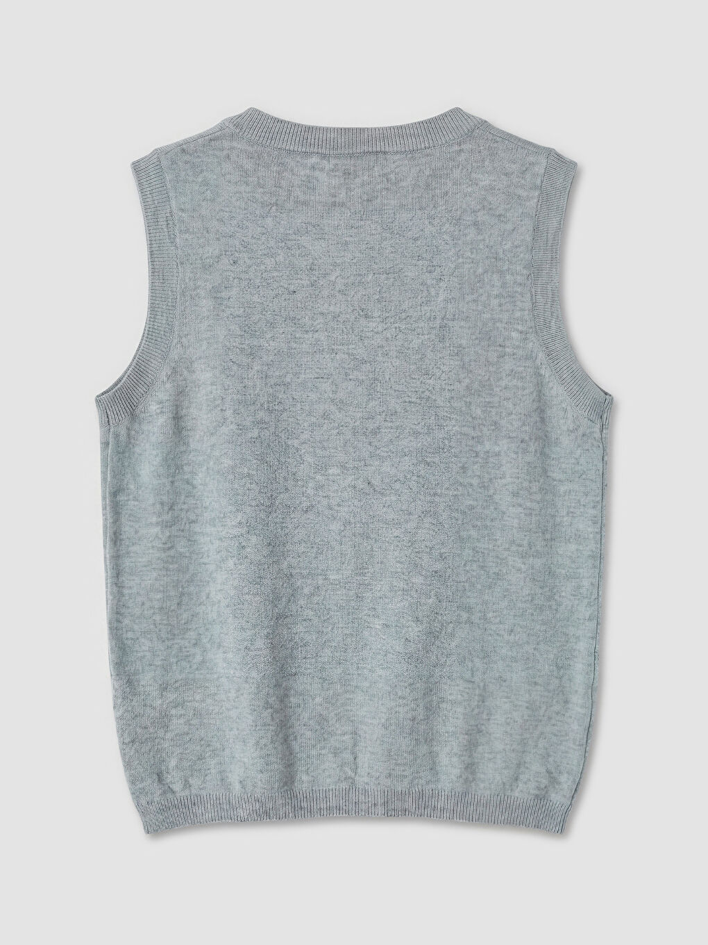 Gri Bisiklet Yaka Kadın Triko Yelek-1