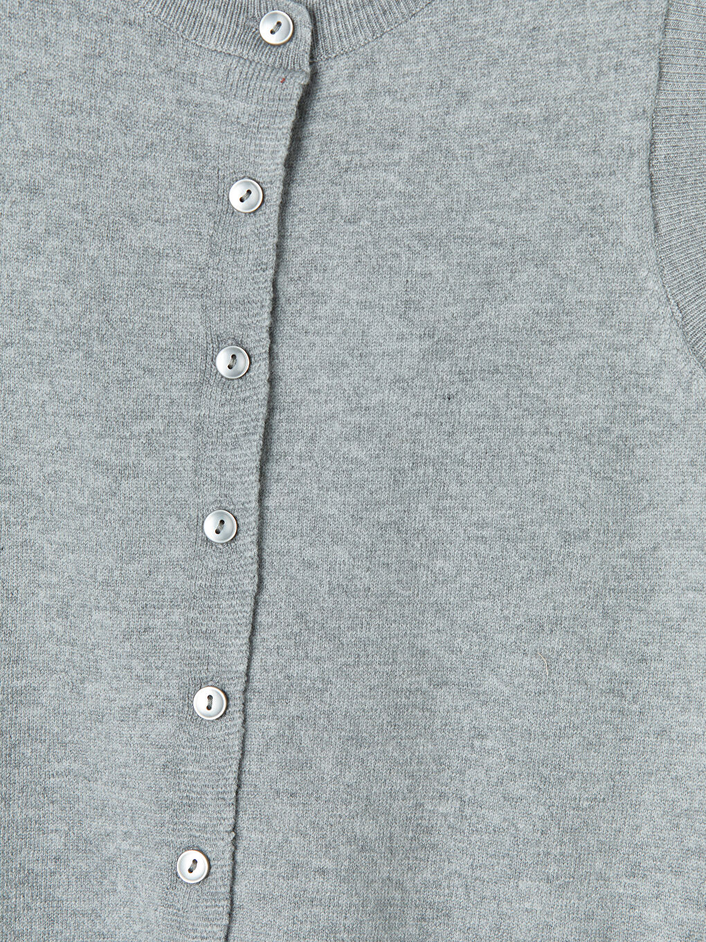 Gri Bisiklet Yaka Kadın Triko Yelek-2