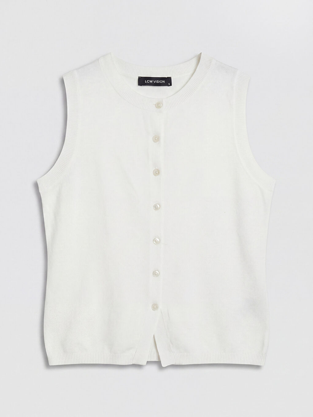 Ekru Bisiklet Yaka Kadın Triko Yelek