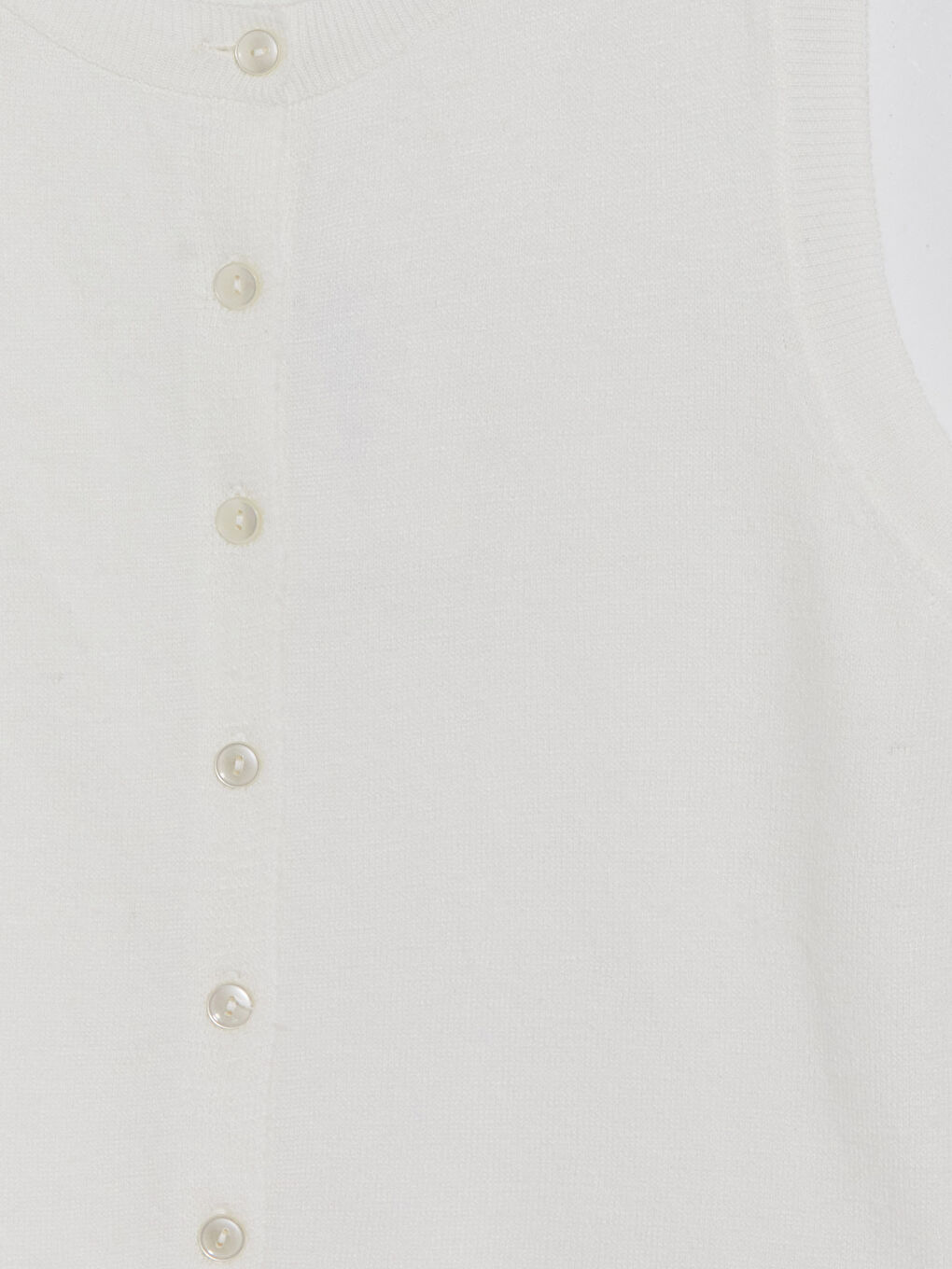 Ekru Bisiklet Yaka Kadın Triko Yelek-2