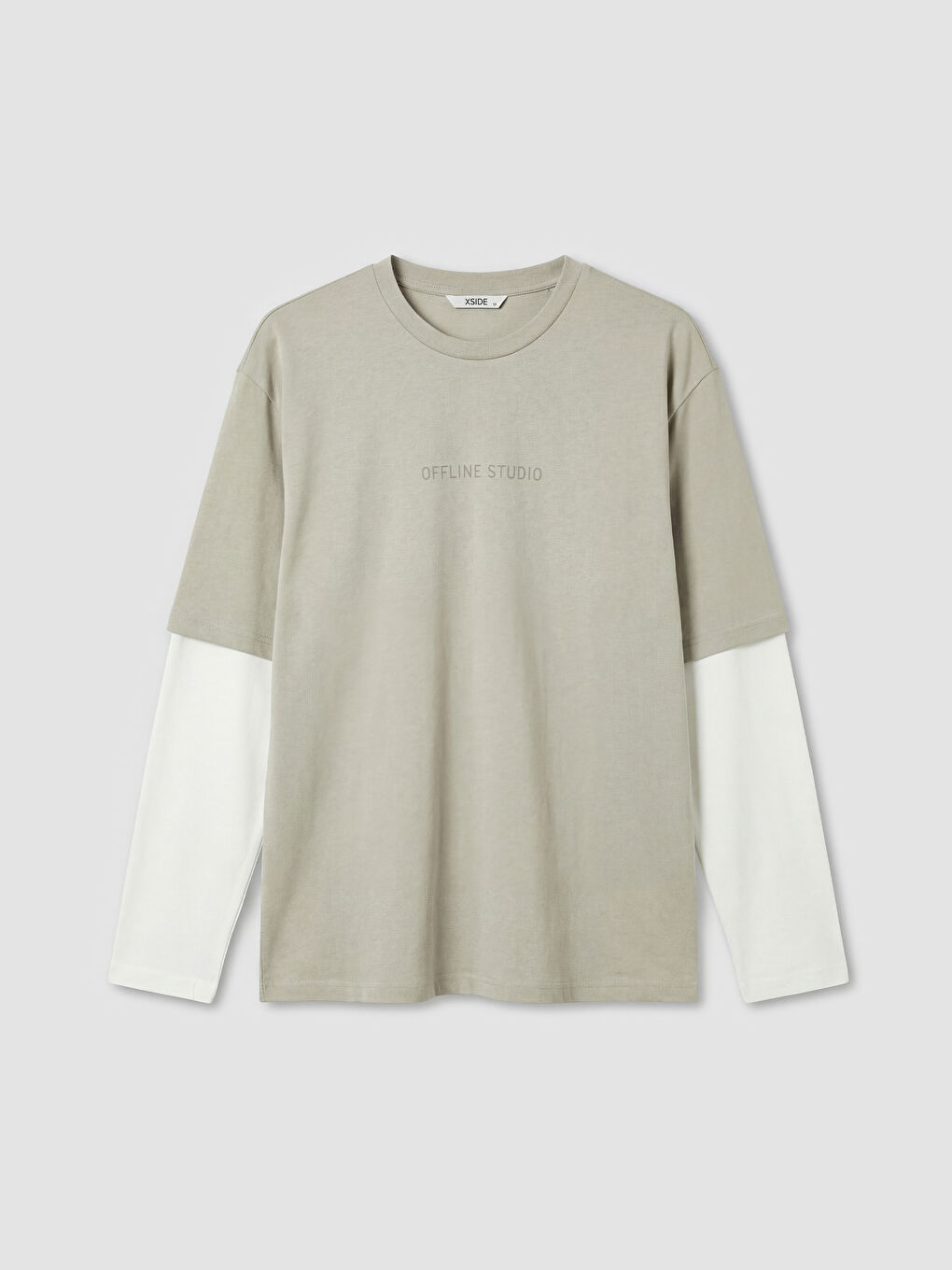 Gri Bisiklet Yaka Baskılı Erkek Tişört