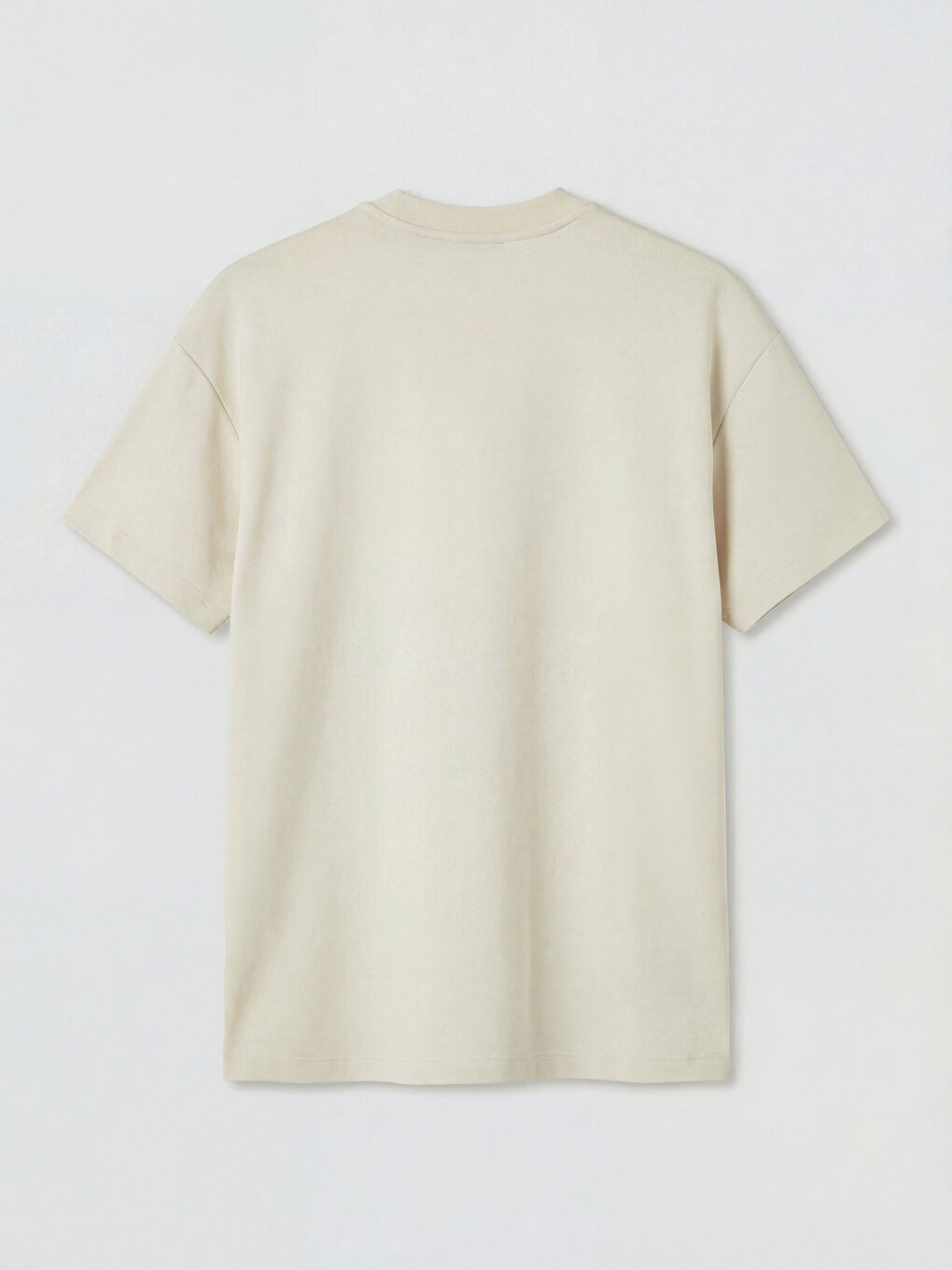 Bej Bisiklet Yaka Baskılı Kadın Tişört-1