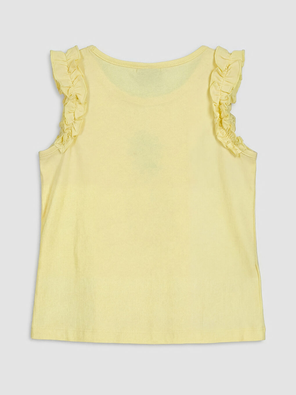 Sarı Bisiklet Yaka Nakışlı Kız Çocuk Atlet 2'li-3