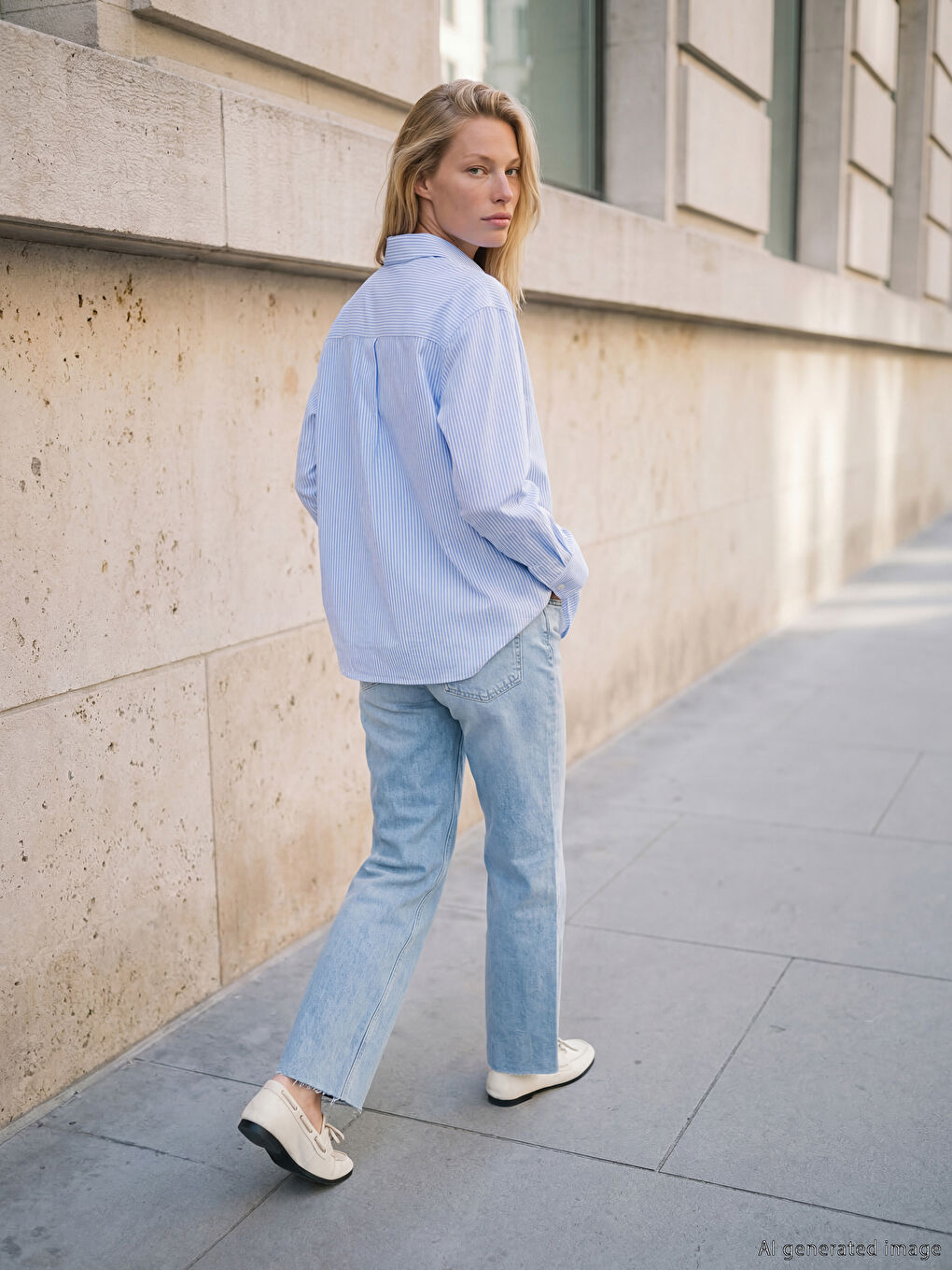 Mavi Baskılı Kadın Gömlek-2