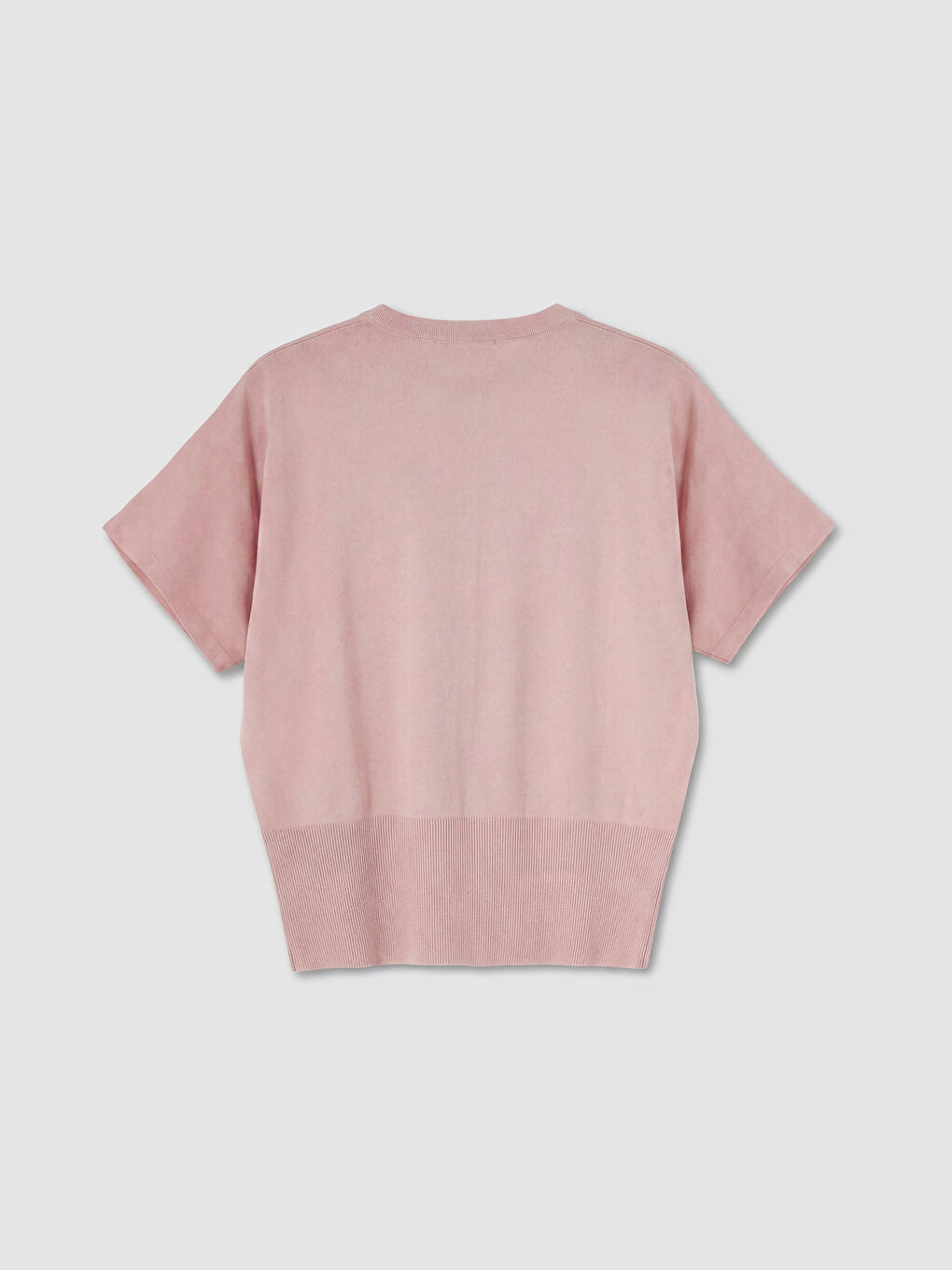 Pembe Bisiklet Yaka Kadın Triko Kazak-1