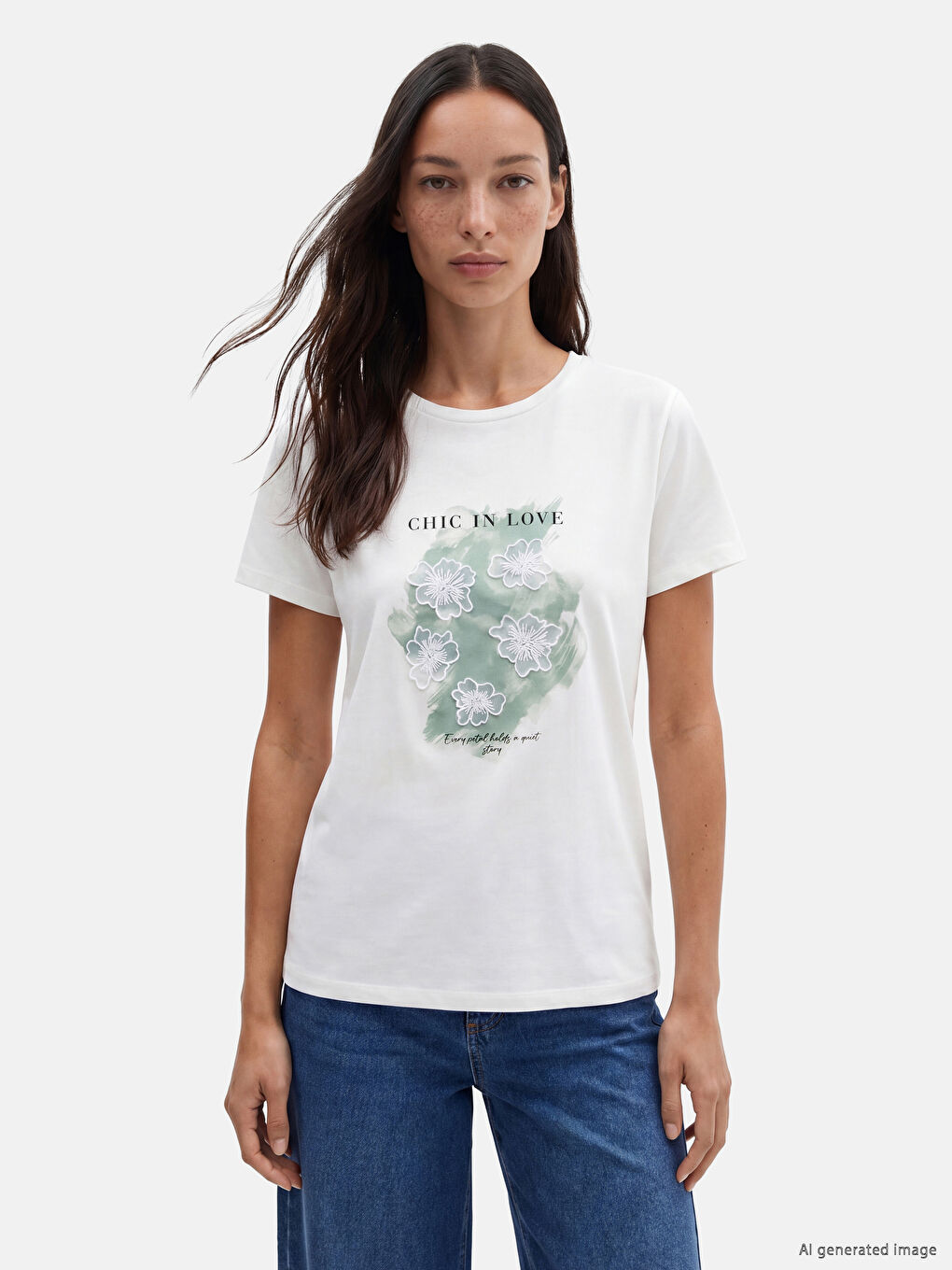 Crew Neck Embroidered Women's T-Shirt-1