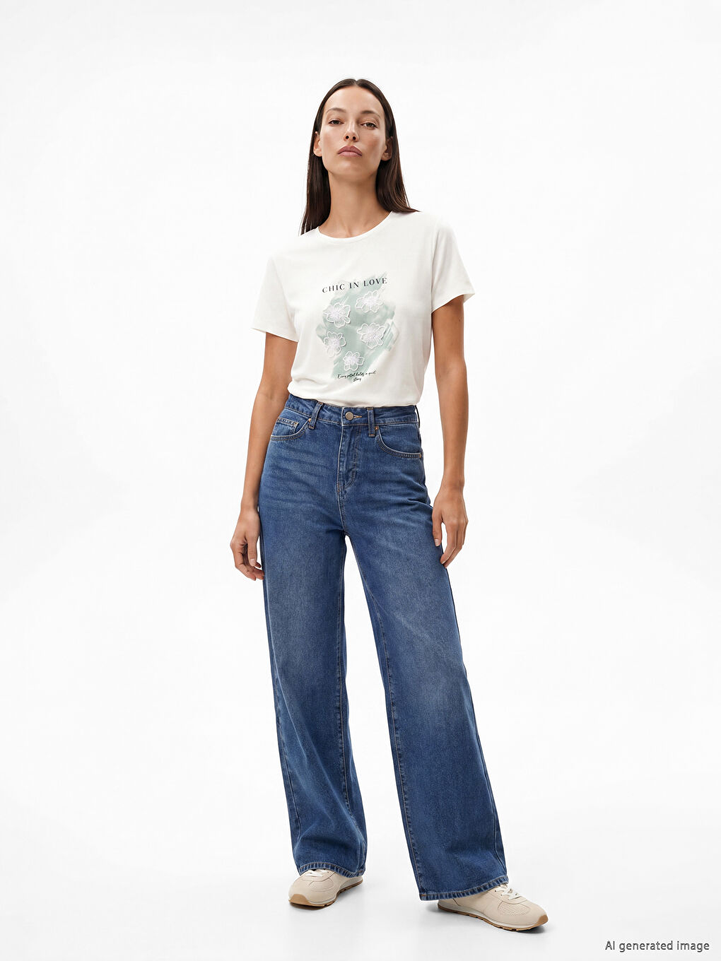 Crew Neck Embroidered Women's T-Shirt-2