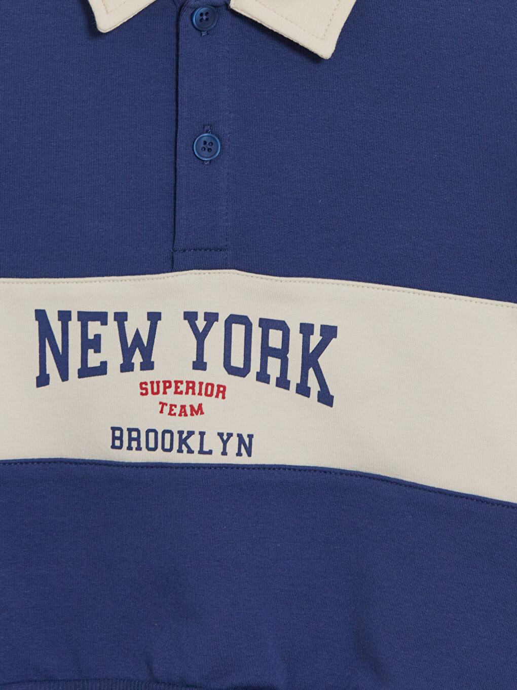 İndigo Polo Yaka New York Baskılı Erkek Bebek Tişört-3