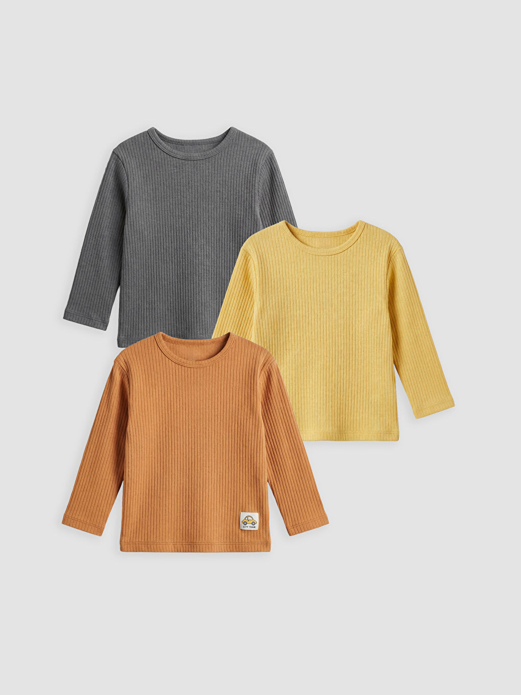 Kahverengi Bisiklet Yaka Erkek Bebek Tişört 3'lü