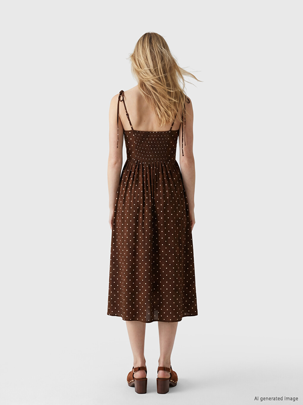 Sweetheart Neckline Polka Dot Strappy Dress-2