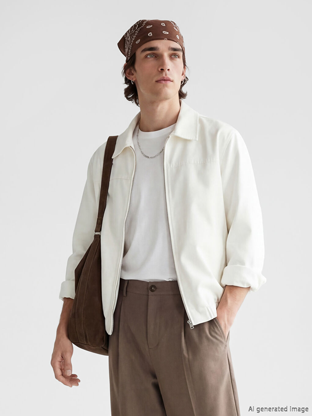 Ekru Rahat Kalıp Gömlek Yaka Erkek Mont