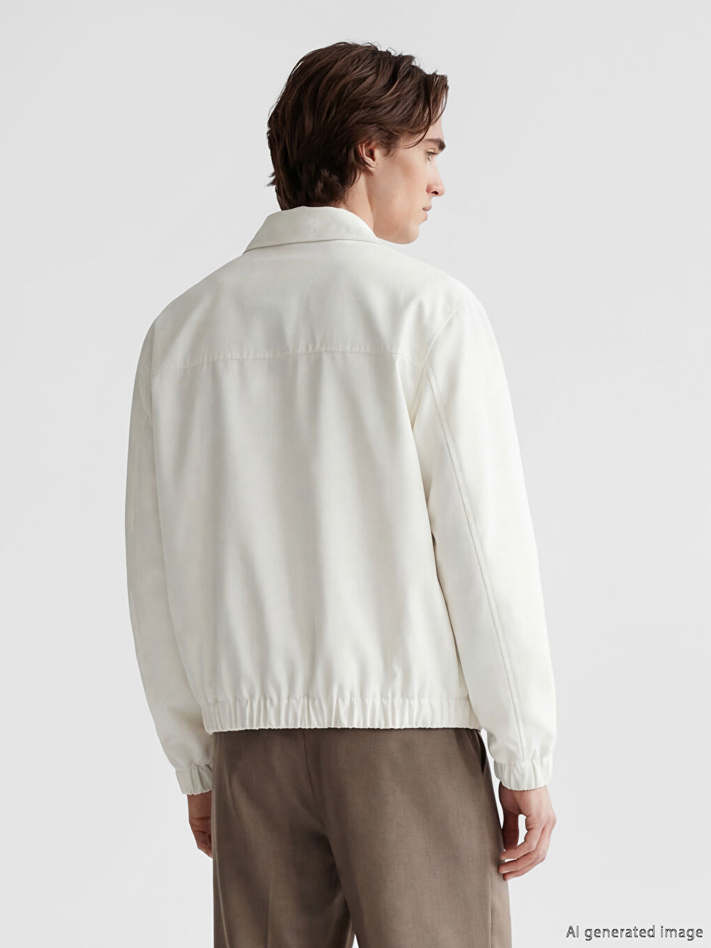 Ekru Rahat Kalıp Gömlek Yaka Erkek Mont-1