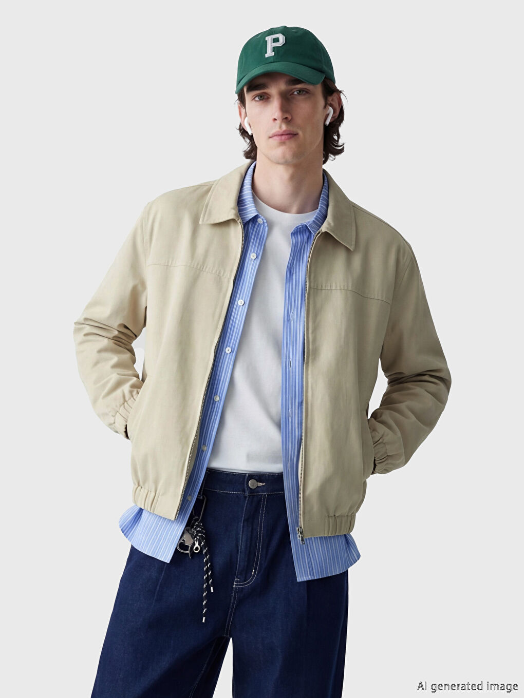 Bej Rahat Kalıp Gömlek Yaka Erkek Mont