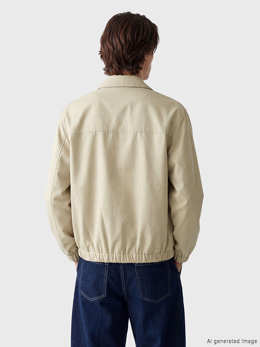 Bej Rahat Kalıp Gömlek Yaka Erkek Mont-2