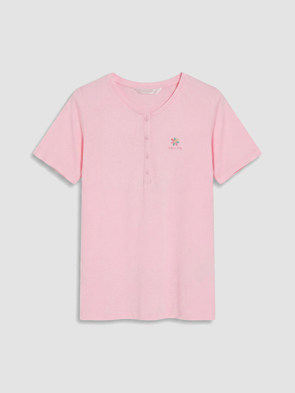 Ekru Desenli Kadın Kaprili Pijama Takım-1
