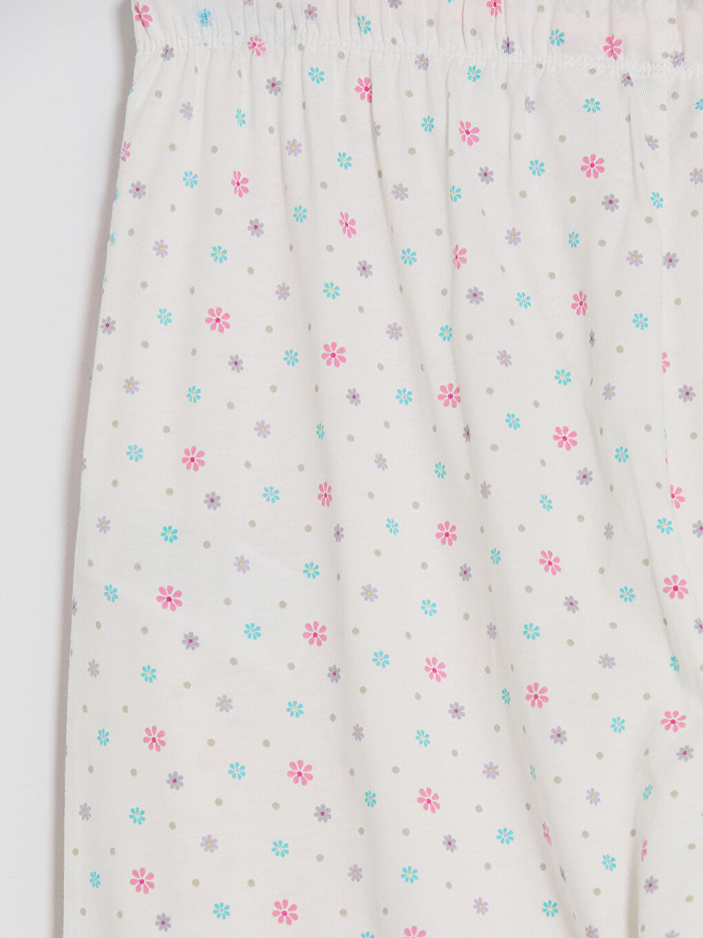 Ekru Desenli Kadın Kaprili Pijama Takım-5