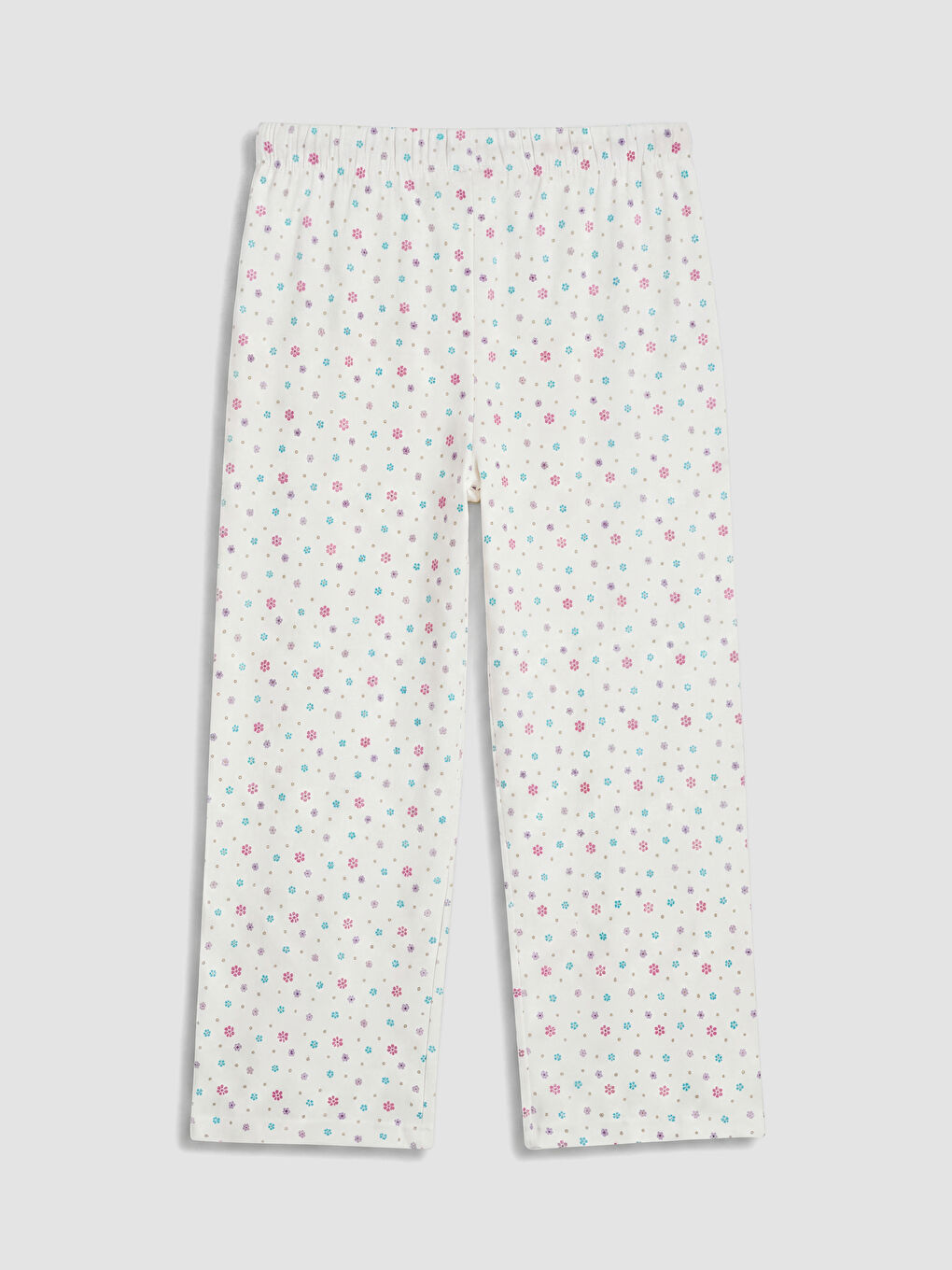 Ekru Desenli Kadın Kaprili Pijama Takım-6