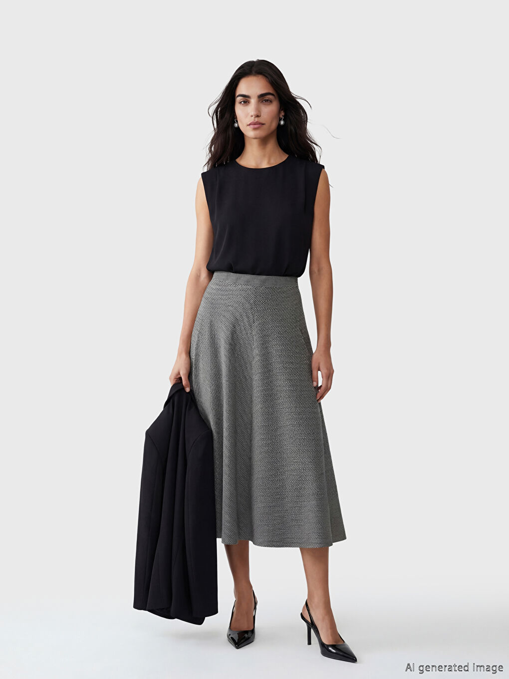 Kahverengi Beli Lastikli Desenli Kloş Etek