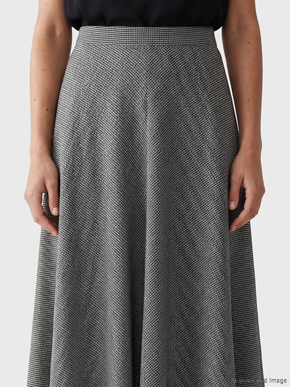 Kahverengi Beli Lastikli Desenli Kloş Etek-2