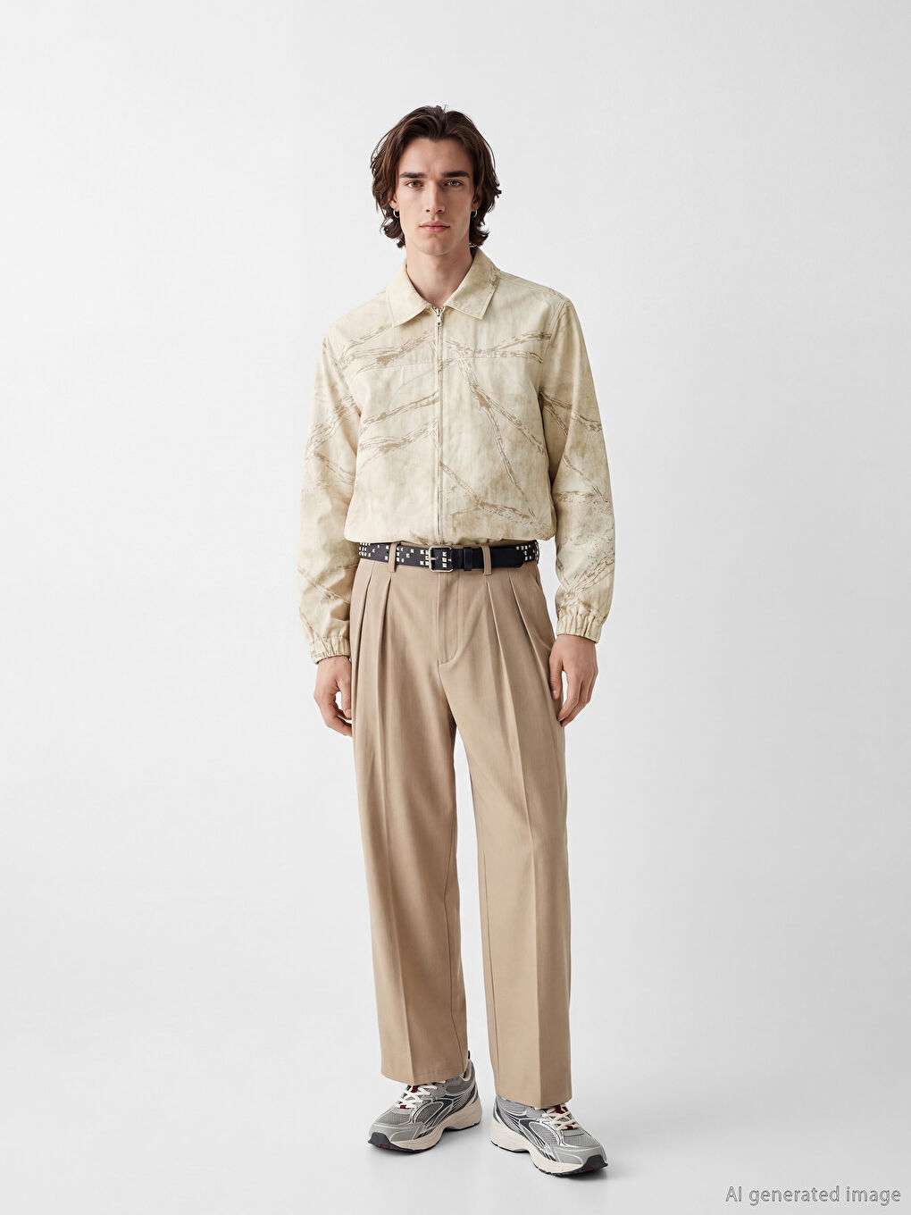 Bej Loose Fit Erkek Mont-1