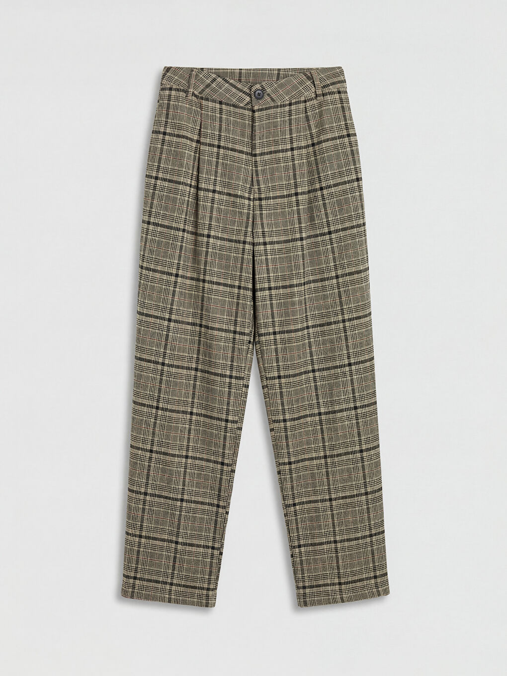 Gri Pileli Kız Çocuk Ekose Pantolon