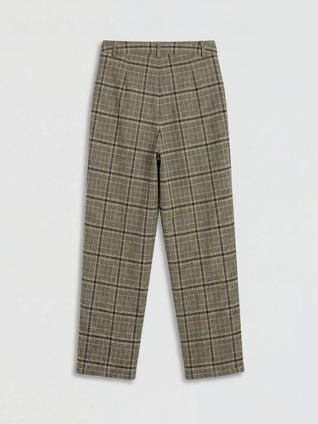 Gri Pileli Kız Çocuk Ekose Pantolon-1