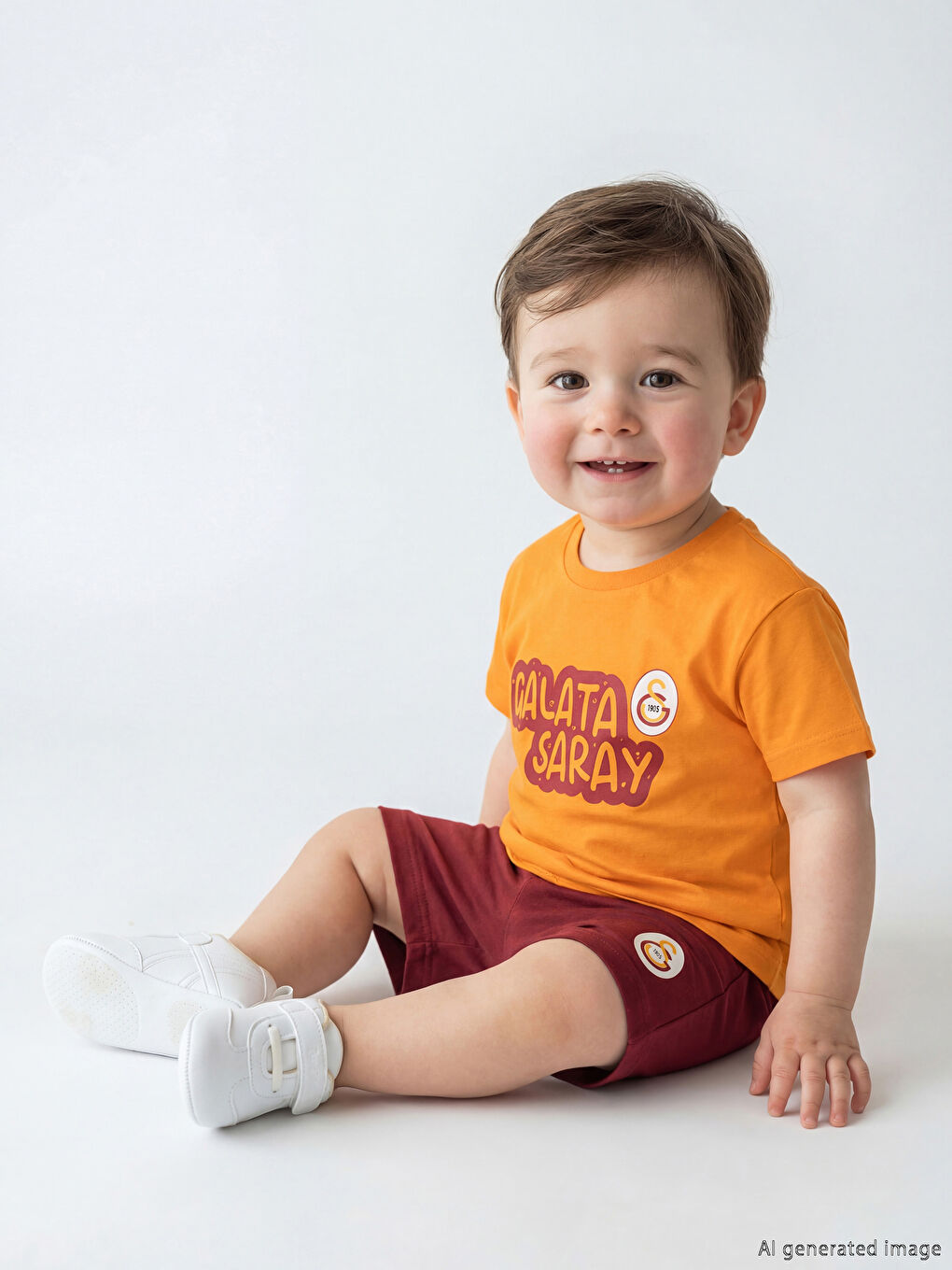 Turuncu Galatasaray Baskılı Erkek Bebek Takım-1