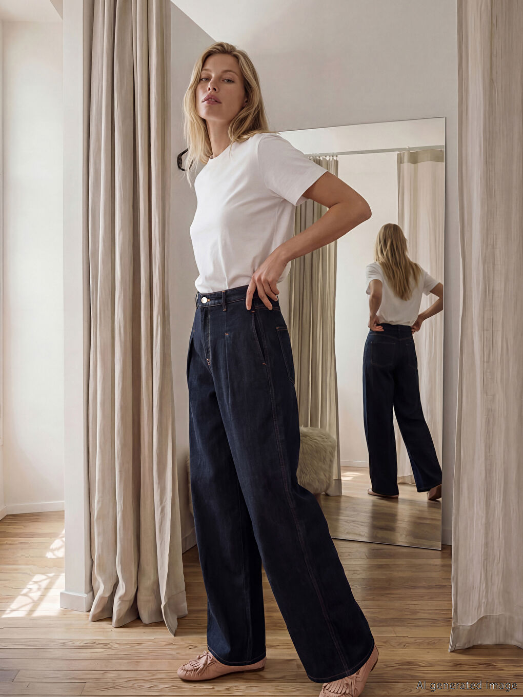 İndigo Wideleg Kadın Jean Pantolon