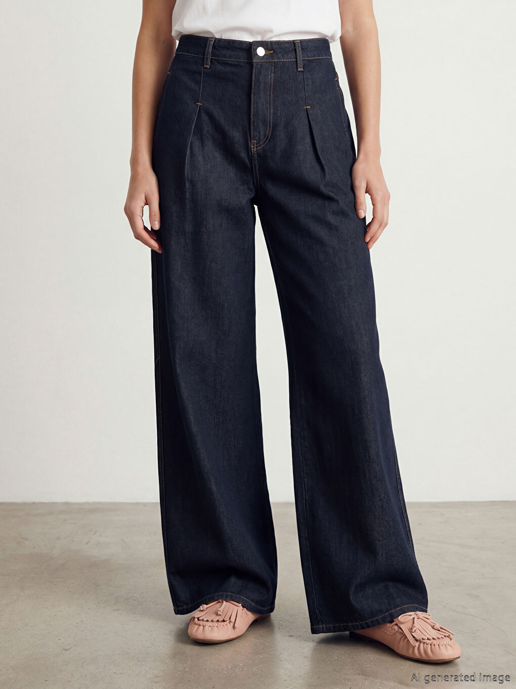 İndigo Wideleg Kadın Jean Pantolon-1