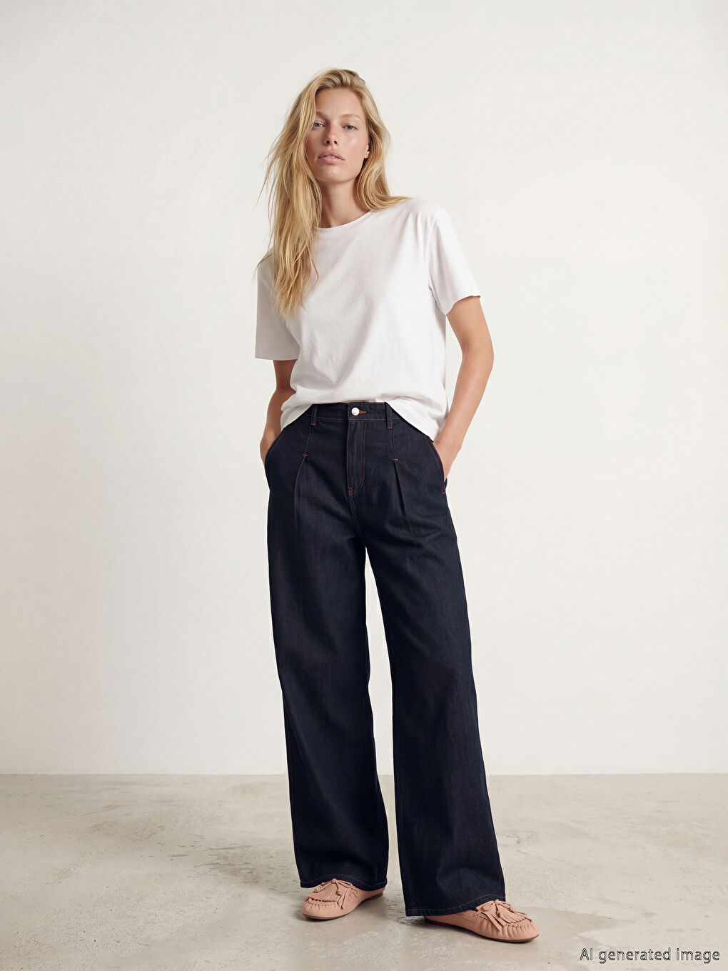 İndigo Wideleg Kadın Jean Pantolon-2