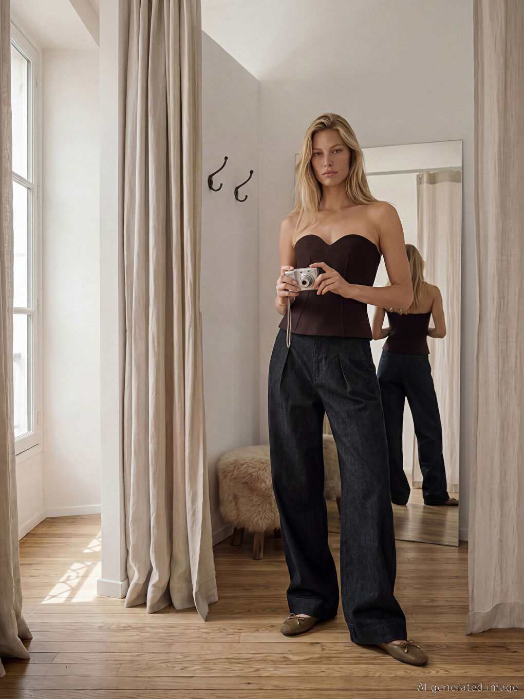 Siyah Wideleg Kadın Jean Pantolon