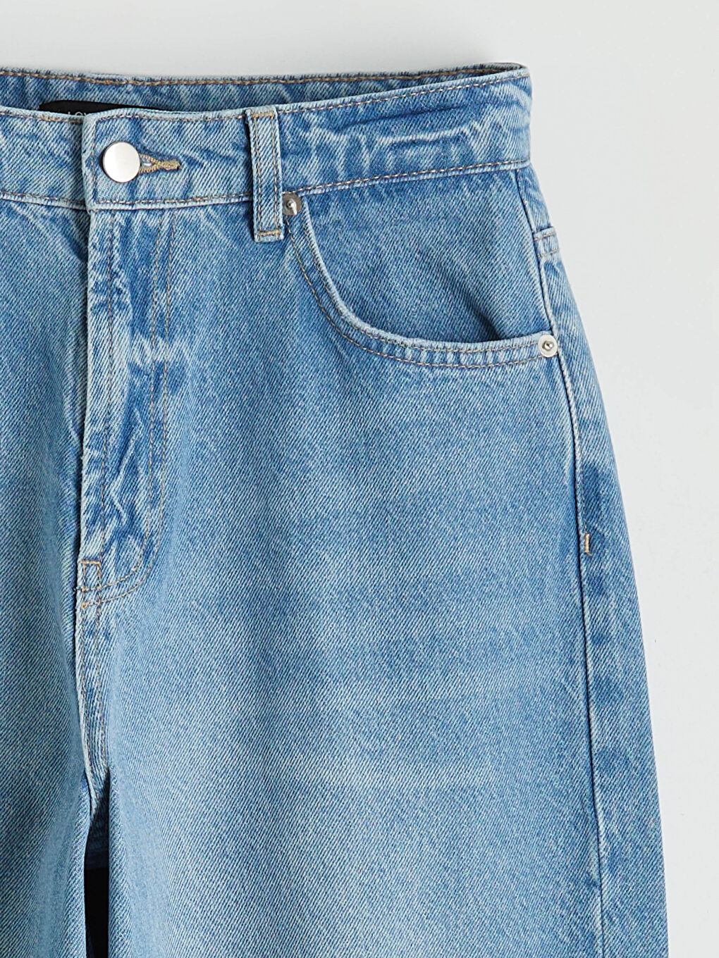 İndigo Yırtık Detaylı Wideleg Kadın Jean Pantolon-5