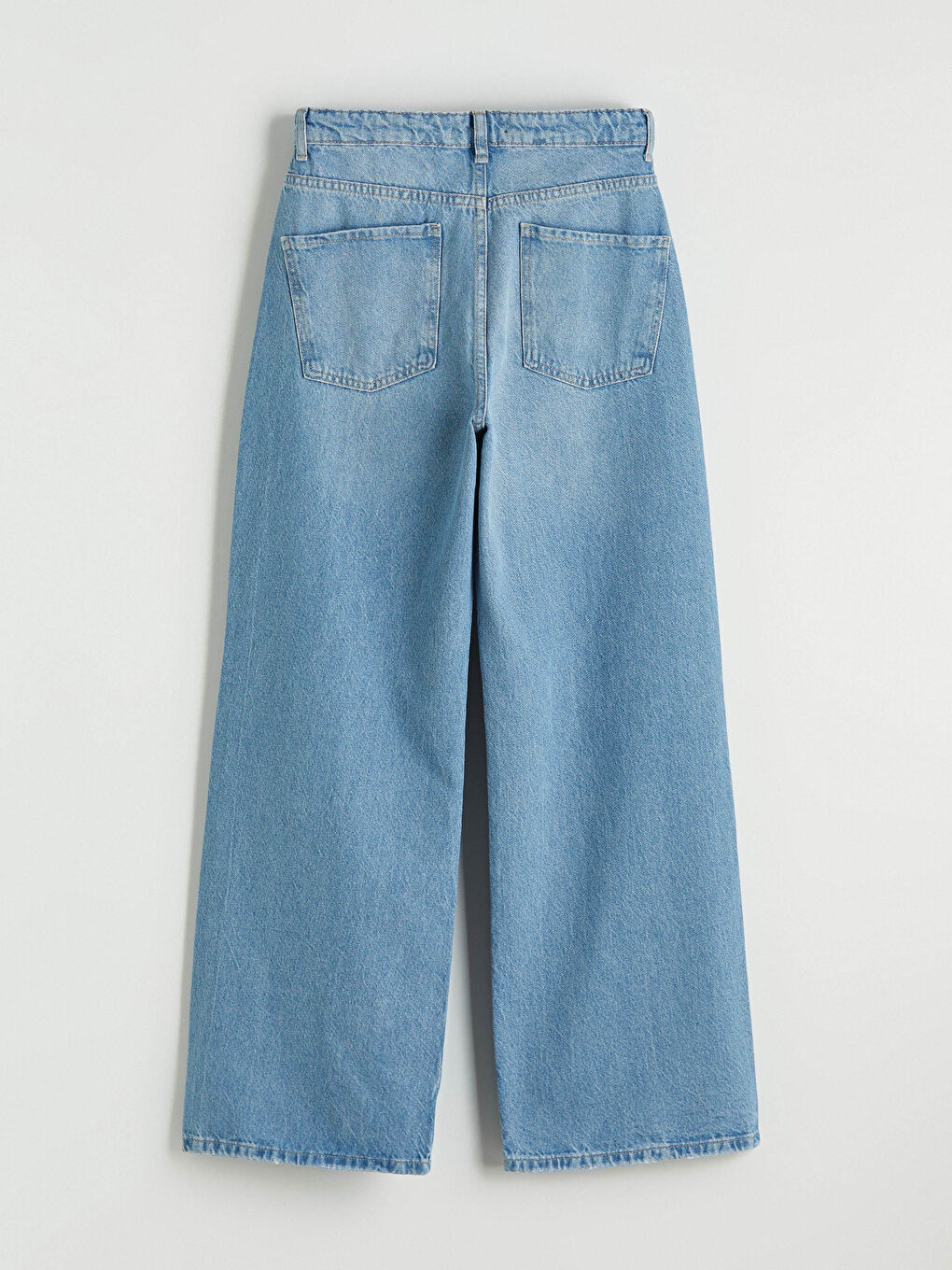 İndigo Yırtık Detaylı Wideleg Kadın Jean Pantolon-6