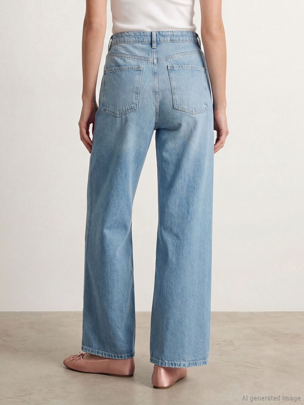 İndigo Yırtık Detaylı Wideleg Kadın Jean Pantolon-3