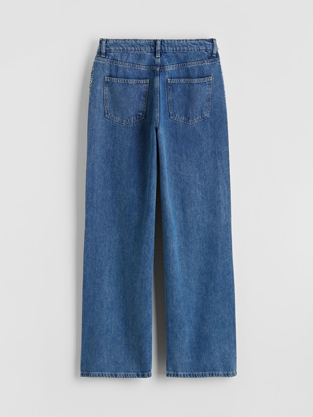 İndigo Taşlı Straight Fit Kadın Jean Pantolon-1