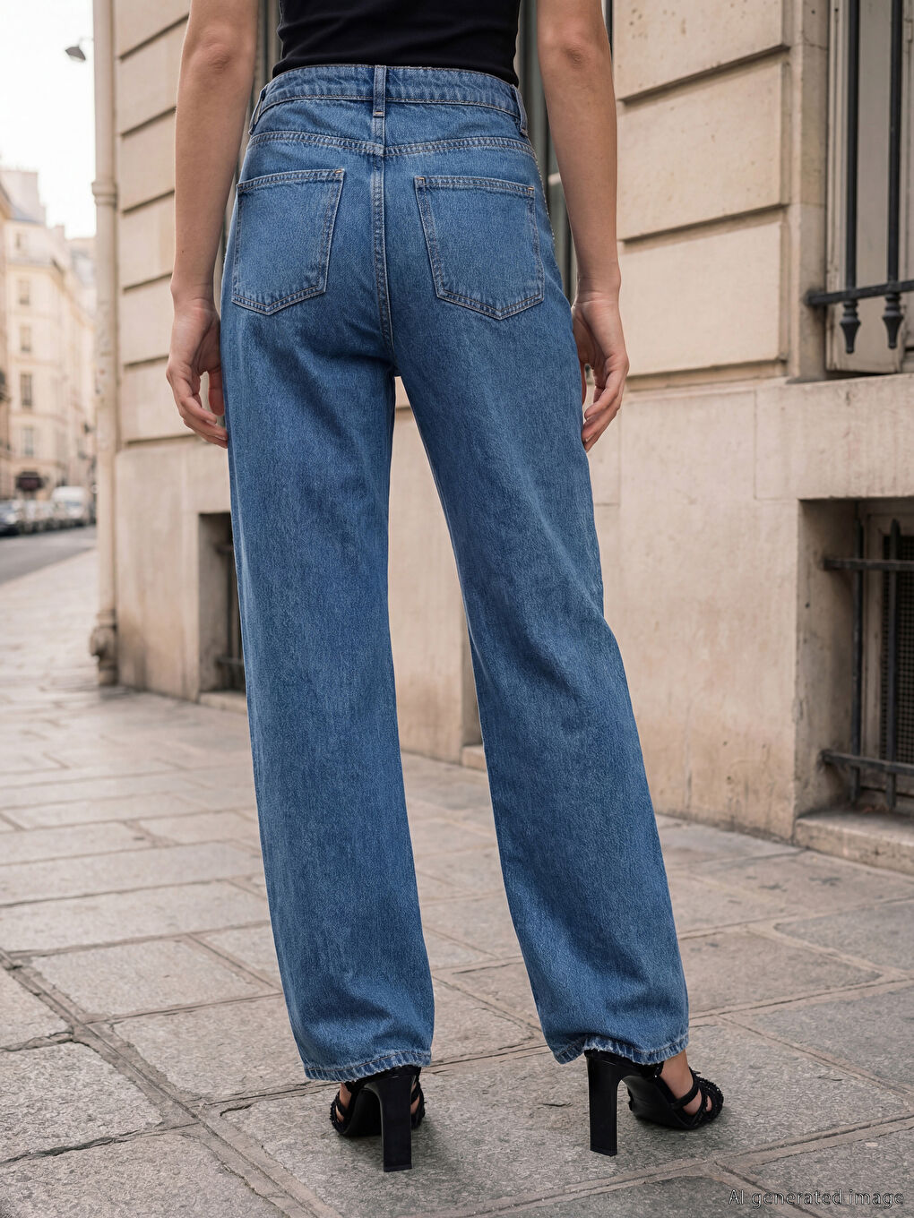 İndigo Taşlı Straight Fit Kadın Jean Pantolon-3